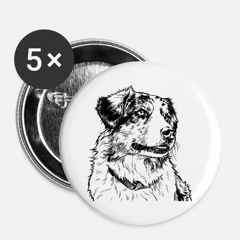Australian Shepherd - Buttons large 2.2''/56 mm (5-pack) - white