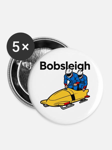 Bob-Wintersport - Buttons groß 56 mm (5er Pack) - Weiß