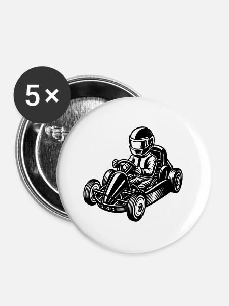 Go-Kart - Buttons groß 56 mm (5er Pack) - Weiß