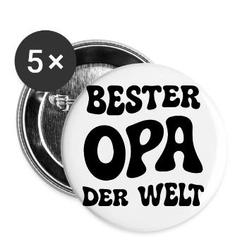 Bester Opa der Welt - Buttons groß 56 mm (5er Pack) - Weiß - Vorne