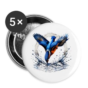 Eisvögler-Design - Buttons groß 56 mm (5er Pack) - Weiß - Vorne