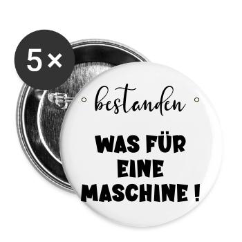 Abschluss Bestanden - Maschine - Buttons groß 56 mm (5er Pack) - Weiß - Vorne