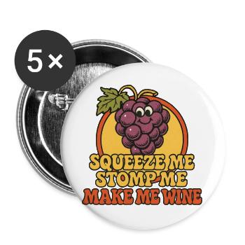Grape Squeeze Wine Retro Graphic - Buttons large 2.2''/56 mm (5-pack) - white - Front