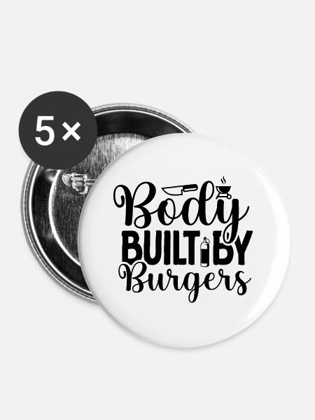 Body built by Burgers - Buttons groß 56 mm (5er Pack) - Weiß