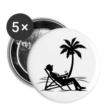 Sommer Relaxen Urlaub - Buttons groß 56 mm (5er Pack) - Weiß - Vorne