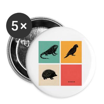 Funny Exotic Pets Retro Animal Grid Design - Buttons large 2.2''/56 mm (5-pack) - white - Front