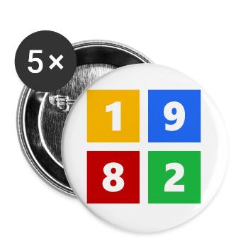 1982 - Lot de 5 grands badges (56 mm) - blanc - Devant