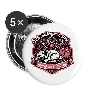 Le Carlin de Schrödinger : Dormir et planifier - Lot de 5 grands badges (56 mm) - blanc - Devant