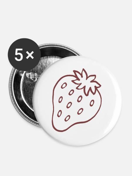 Strawberry Minimal Line Art - Buttons groß 56 mm (5er Pack) - Weiß