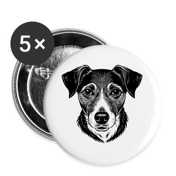 Jack Russel Head - Buttons groß 56 mm (5er Pack) - Weiß - Vorne