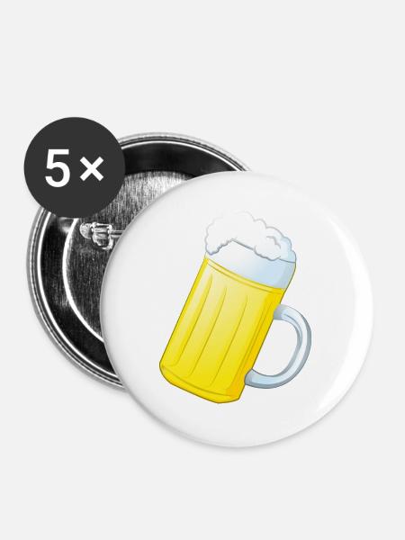 Bierkrug - Buttons groß 56 mm (5er Pack) - Weiß