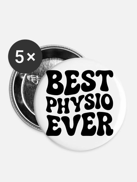 Bester Physiotherapeut - Buttons groß 56 mm (5er Pack) - Weiß