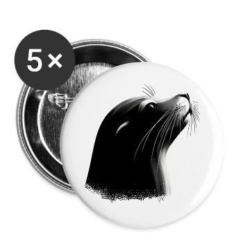 Sea lion - Buttons large 2.2''/56 mm (5-pack) - white - Front