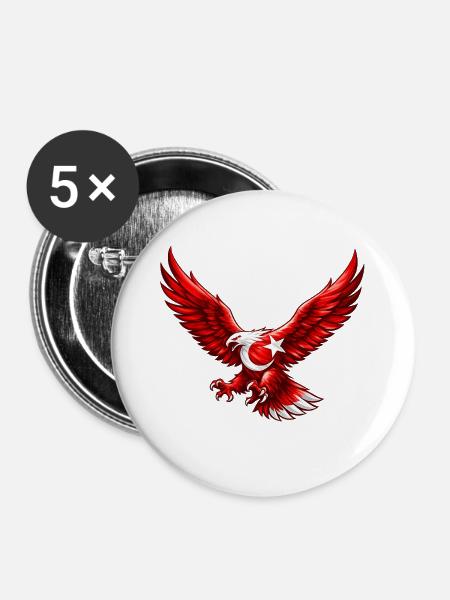 Roter Adler mit Sternenring - Buttons groß 56 mm (5er Pack) - Weiß