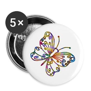 papillon - Lot de 5 grands badges (56 mm) - blanc - Devant