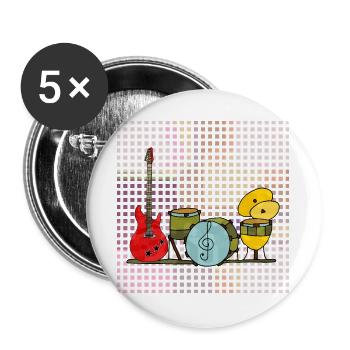 Musikinstrumente - Buttons groß 56 mm (5er Pack) - Weiß - Vorne