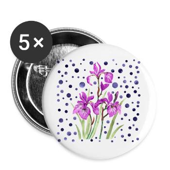 Blumen - Buttons groß 56 mm (5er Pack) - Weiß - Vorne
