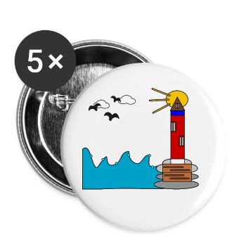 Lighthouse by the sea in the circle of the sun - Buttons large 2.2''/56 mm (5-pack) - white - Front