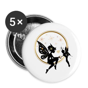 Golden fairy lovers - Buttons large 2.2''/56 mm (5-pack) - white - Front