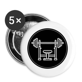 Développé couché avec musculation - Lot de 5 grands badges (56 mm) - blanc - Devant