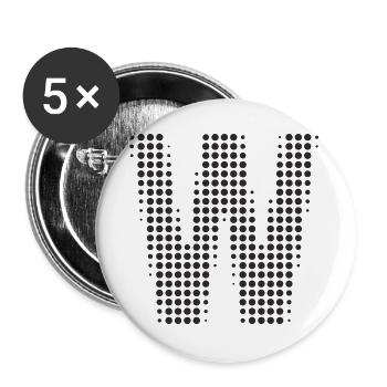 Buchstabe W – Punktmuster Initial Design - Buttons groß 56 mm (5er Pack) - Weiß - Vorne