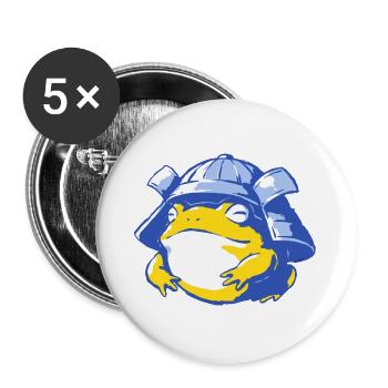 Frog Stepper with Helmet – Cartoon Adventure - Buttons large 2.2''/56 mm (5-pack) - white - Front