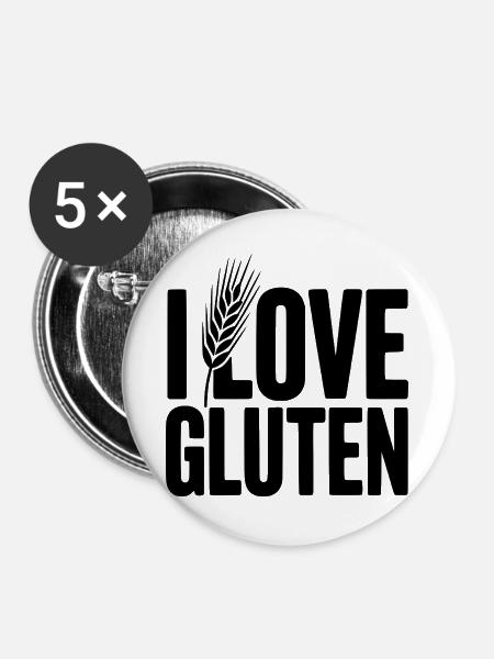 Ich liebe Gluten - Buttons groß 56 mm (5er Pack) - Weiß