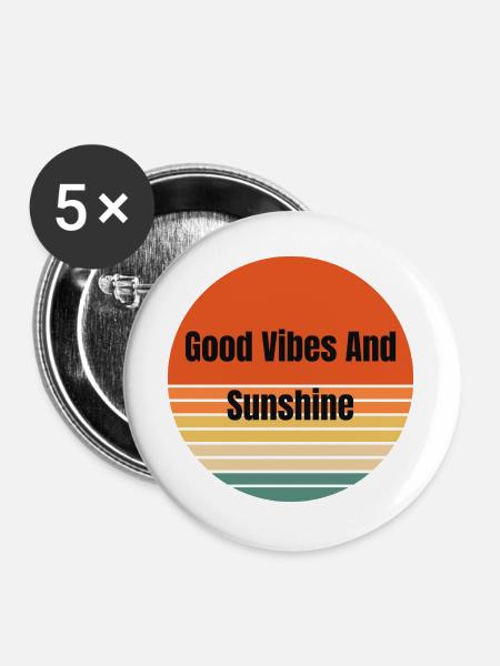 Retro Sunset Vibes Circle - Buttons groß 56 mm (5er Pack) - Weiß