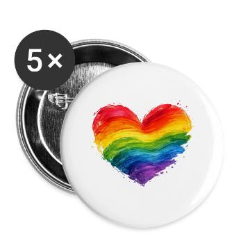 Colorful Rainbow Heart | Pride Acrylic Art - Buttons large 2.2''/56 mm (5-pack) - white - Front