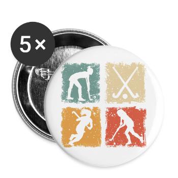 Hockey Field Hockey Retro Graphic For Women Girls - Buttons large 2.2''/56 mm (5-pack) - white - Front