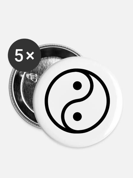 Ying Yang - Buttons groß 56 mm (5er Pack) - Weiß