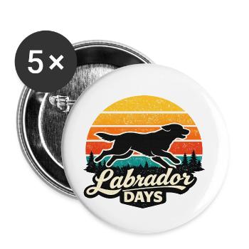 Labrador Retriever Hund Pfote Wald Berge - Buttons groß 56 mm (5er Pack) - Weiß - Vorne