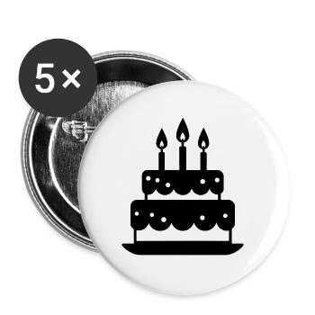 Birthday Cake - Buttons large 2.2''/56 mm (5-pack) - white - Front