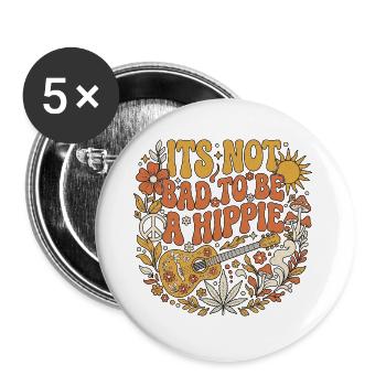 It's Not Bad To Be A Hippie Gitarre - Buttons groß 56 mm (5er Pack) - Weiß - Vorne