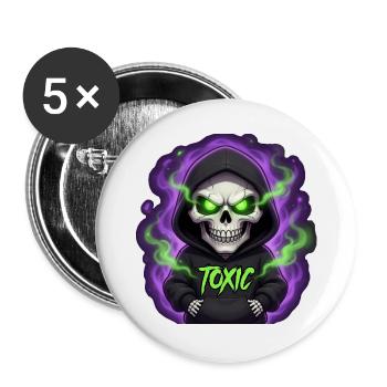 Skeleton Toxic - Buttons large 2.2''/56 mm (5-pack) - white - Front