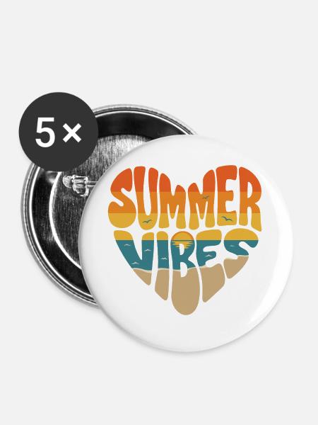 Sommerliche Vibes - Buttons groß 56 mm (5er Pack) - Weiß