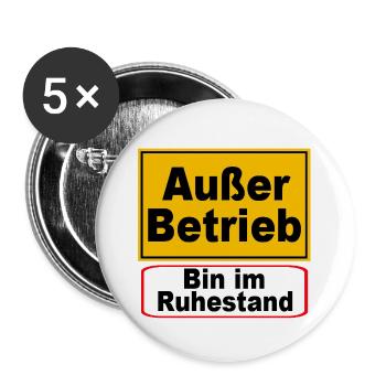 Außer Betrieb Ruhestand Schild - Buttons groß 56 mm (5er Pack) - Weiß - Vorne