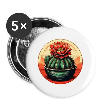 Red flower cactus in the evening light - Buttons large 2.2''/56 mm (5-pack) - white - Front