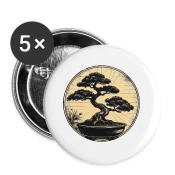 Bonsai in the Zen circle - Buttons large 2.2''/56 mm (5-pack) - white - Front
