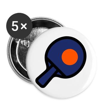 Tennis de table, raquettes, balle, tournoi de tennis de table - Lot de 5 grands badges (56 mm) - blanc - Devant