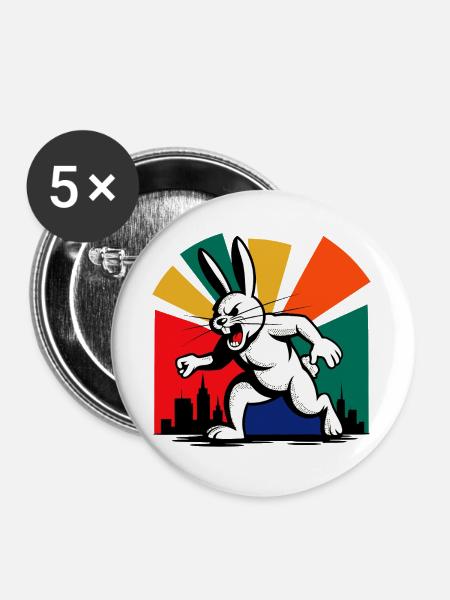 Böser Riesenhase - Buttons groß 56 mm (5er Pack) - Weiß