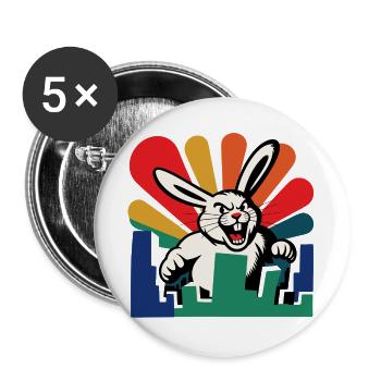 Monster Hase - Buttons groß 56 mm (5er Pack) - Weiß - Vorne