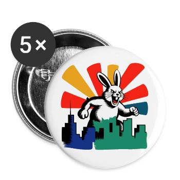 Déchaînement du lapin maléfique - Lot de 5 grands badges (56 mm) - blanc - Devant