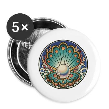 Muschelperlen-Ozean-Schimmel-Retro-Tattoo - Buttons groß 56 mm (5er Pack) - Weiß - Vorne