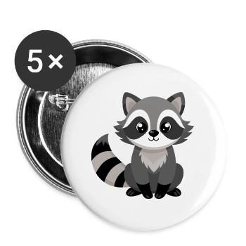 Cute baby racooon - Buttons large 2.2''/56 mm (5-pack) - white - Front