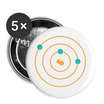 Atommodell - Physik Chemie Wissenschaft Nerd - Buttons groß 56 mm (5er Pack) - Weiß - Vorne
