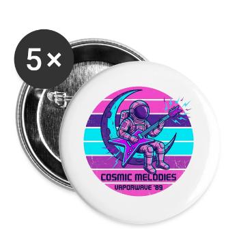 Astronaut Gitarre Weltall Rock Musik - Buttons groß 56 mm (5er Pack) - Weiß - Vorne