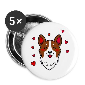 Border Collie mignon (Portrait comique) - Lot de 5 grands badges (56 mm) - blanc - Devant