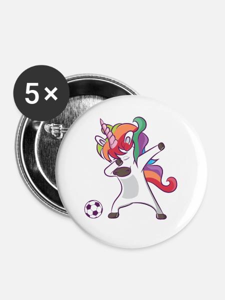 Einhorn Dab Regenbogen - Buttons groß 56 mm (5er Pack) - Weiß