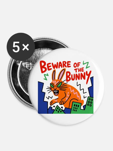Warnung vor dem Bunny Neon-Stadt - Buttons groß 56 mm (5er Pack) - Weiß